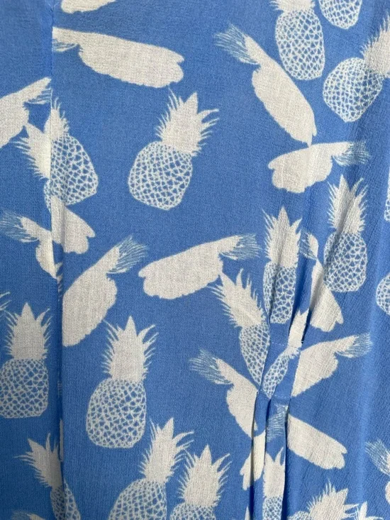& Other Stories Cotton Pineapple Print Deep V Sleeveless, Waist Tie Summer Dress - Picture 12 of 16